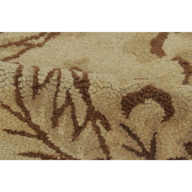 Goldenrod Oversized Antique Hooked Rug in Gold With Chinese Floral Designs - Rug & Kilim For Sale - Image 8 of 9