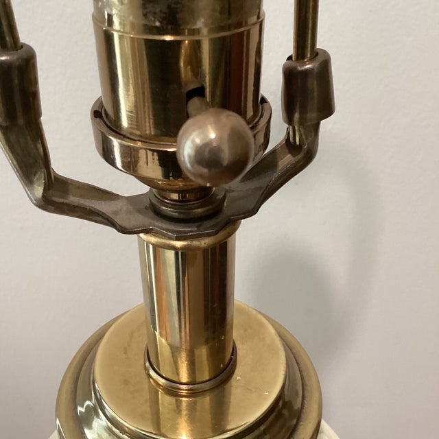 Vintage Rare Ethan Allen Art Deco Brass and Enamel Urn Table Lamp Footed Base For Sale In Chicago - Image 6 of 12