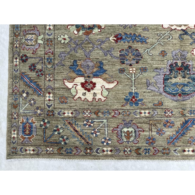 Textile 2005 Oushak Rug, Sage Green and Blue For Sale - Image 7 of 10