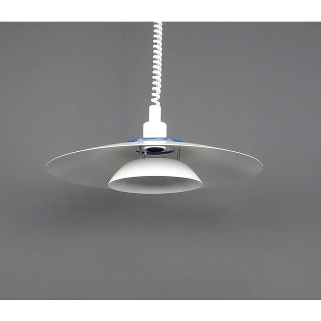 Danish Rise and Fall Lamp in White Metal, 1980s For Sale - Image 3 of 10