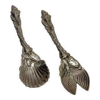 Vintage 1993 Arthur Court Marine Life Shell Salad Servers - Pair For Sale