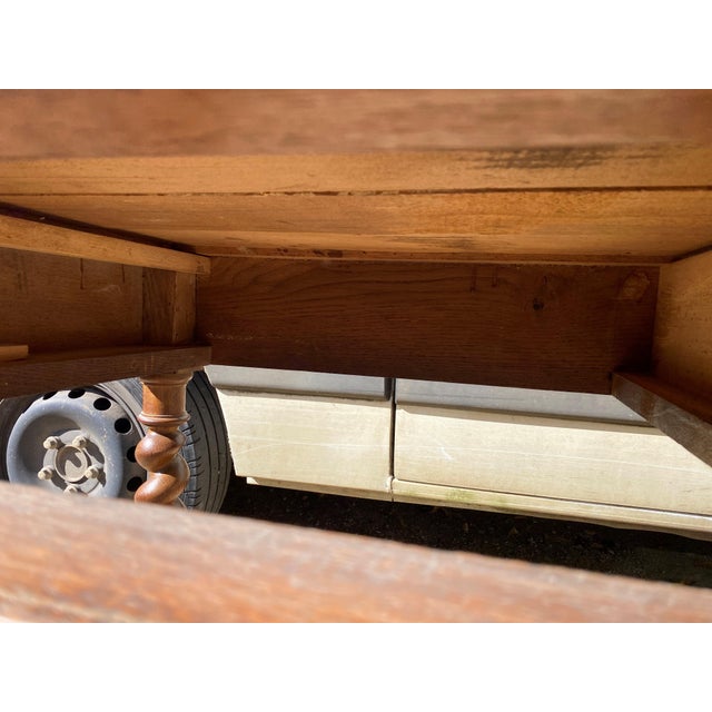 Louis XIII Style Oak 2-Drawer Desk with Twisted Legs For Sale - Image 11 of 18