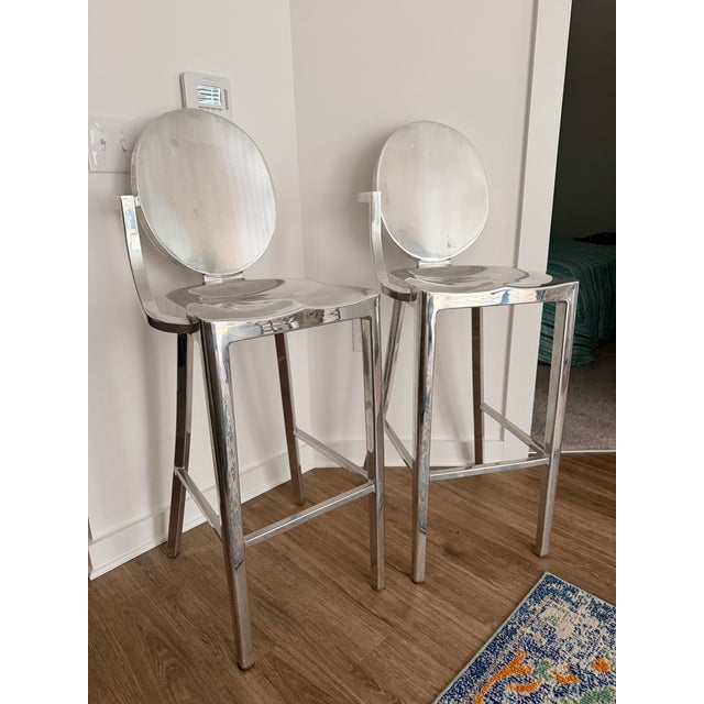 One Armed Aluminum Kong Bar Stools (Pair) by Philippe Starck for Emeco For Sale - Image 13 of 15