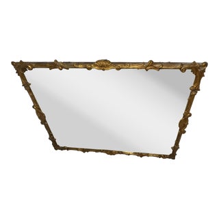 1960s Vintage Large Wall Mirror Ornate Gold Frame For Sale