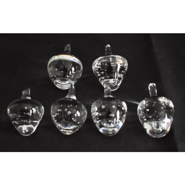 Transparent Vtg. Steuben Set of Six Crystal Strawberries W/Box For Sale - Image 8 of 18