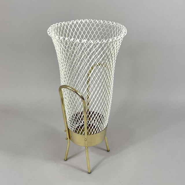 Mid-Century Modern Brass and White Metal Umbrella Stand, Italy, 1950s For Sale - Image 4 of 18