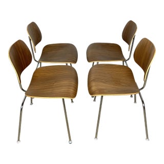 Mid 20th Century Vintage Mid-Century Modern Herman Miller for Eames Walnut Dcm Dining Chairs - Set of 4 For Sale