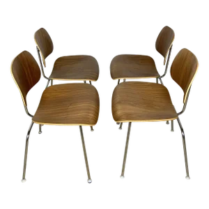 Mid 20th Century Vintage Mid-Century Modern Herman Miller for Eames Walnut Dcm Dining Chairs - Set of 4