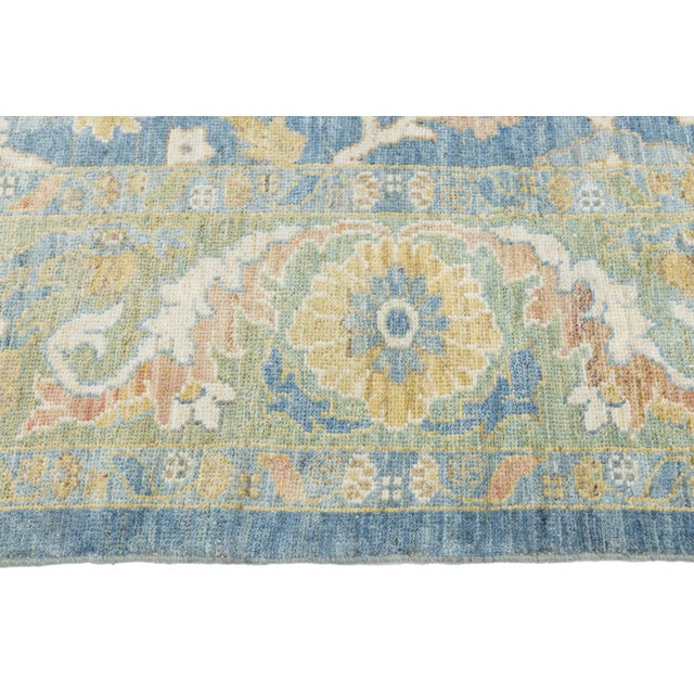 10' X 10' Modern Sultanabad Hand-Knotted Wool Area Rug - Slate Blue & Sage For Sale - Image 9 of 11