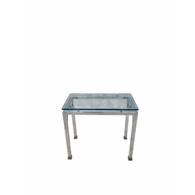 MCM Chrome and Glass Console Table For Sale - Image 4 of 5