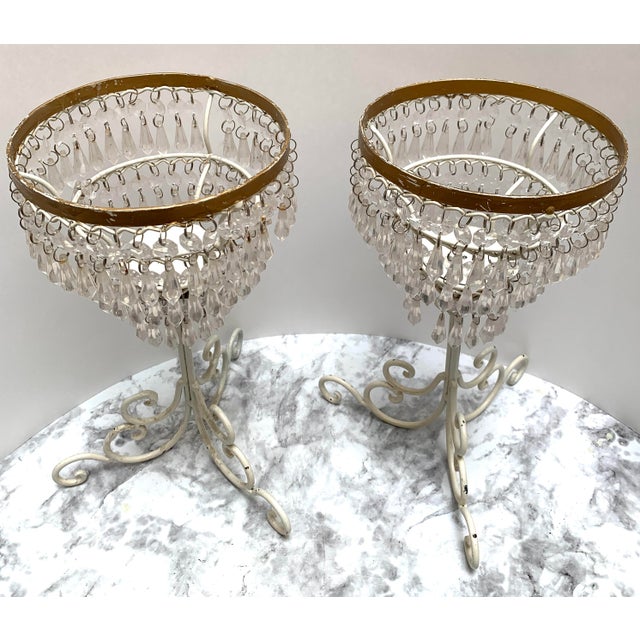Shabby Chic Vintage Pair of Chandelier Style Candleholders, a Pair For Sale - Image 3 of 11