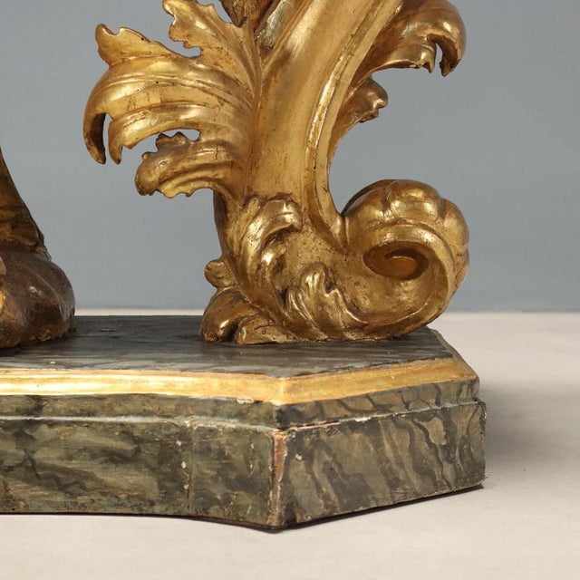 Baroque Console Table in Carved and Gilded Wood For Sale - Image 9 of 12