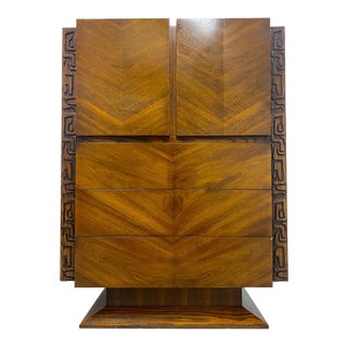 United Furniture Brutalist Tiki Style Armoire For Sale