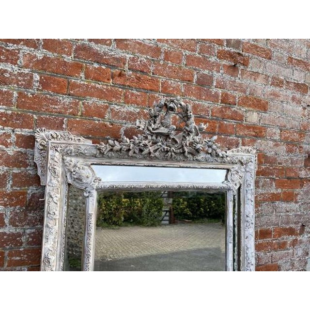 W: 114cm (44.9")h: 185cm (72.8")d: 4cm (1.6") a stunning large antique french 19th century carved wood & gesso distressed...