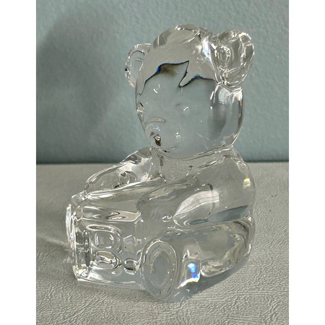 VTG Waterford Crystal Teddy Bear W Block Figurine Paperweight 3" Made in Ireland For Sale - Image 9 of 12