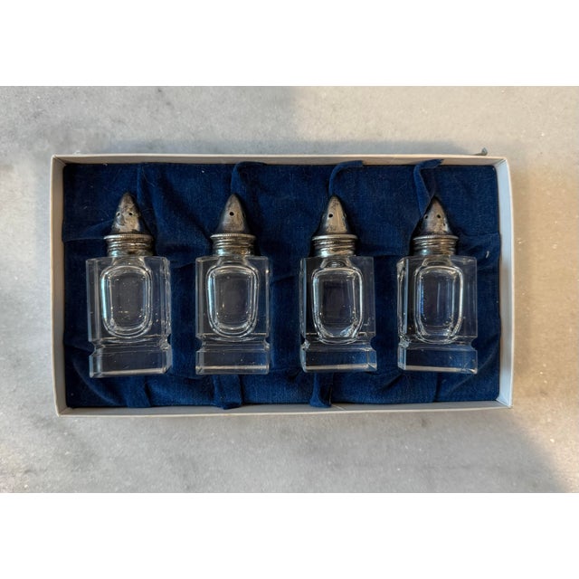 Vintage Sterling Silver and Glass Salt & Pepper Shakers For Sale In Austin - Image 6 of 8