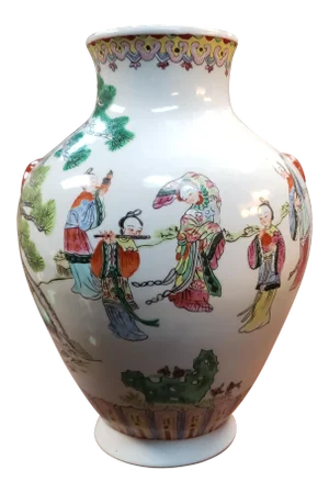 C. 1900 Chinese Famille Rose Porcelain Musician Motif Baluster Vase (Tongzhi Mark)