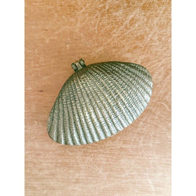 Brass Vintage Brass Clam Shell Trinket Box, Hinged For Sale - Image 8 of 11