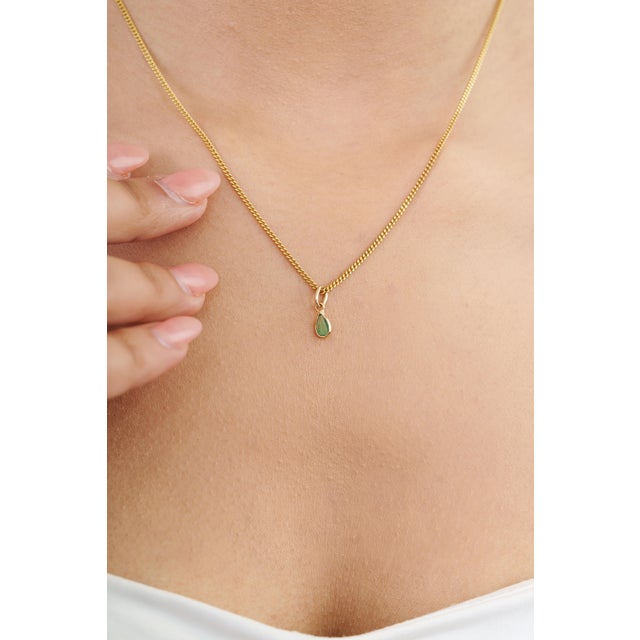 Not Yet Made - Made To Order Minimalist 14k Gold Charm Fine Jewerlry Peardrop Emerald Pendant for Her For Sale - Image 5 of 16