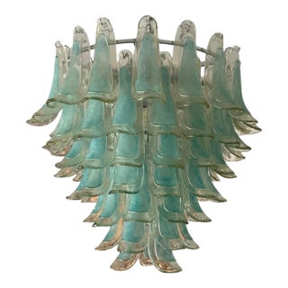 1980s Murano Style Large Sained Glass Chandelier For Sale