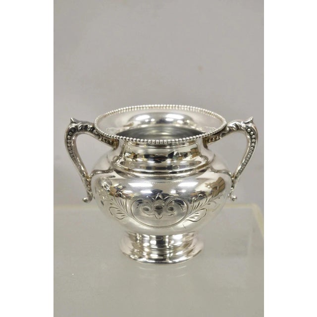 Antique Manhattan Silver Plate Co Silver Plated Tea Serving Set - 4pc Set For Sale - Image 4 of 12