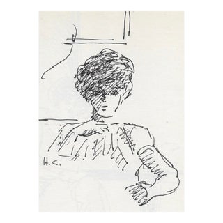 1970s Hayward Cirker Portrait Drawing For Sale