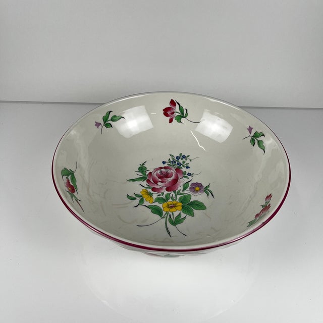 Large Round Salad Bowl Réverbère Model with Pink Pattern from KG Lunéville, 1980s For Sale - Image 3 of 6