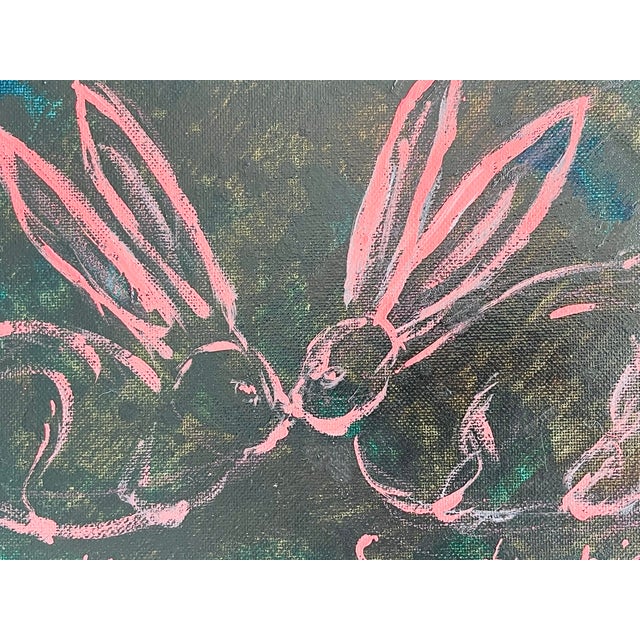 1970s 1970s Abstract Moon Bunnies Series Mixed Media Painting by Elia For Sale - Image 5 of 6