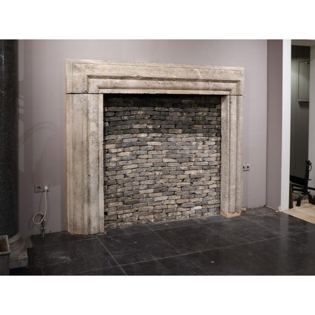 Gray Antique Italian Limestone Fireplace Mantel with Bolection Profile, 1600s For Sale - Image 8 of 17