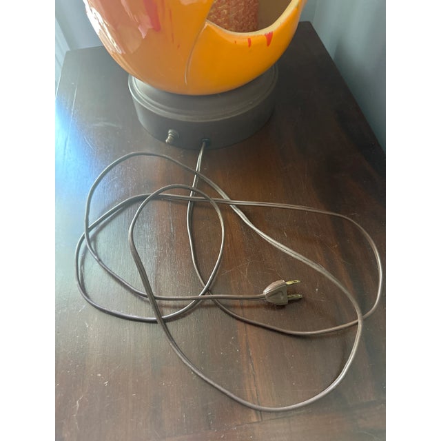 Wood 1970s Lava Glaze Double Lamp in Style of Honi Chilo For Sale - Image 7 of 11