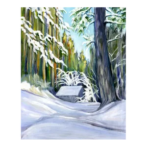 Contemporary Expressionist Style Snow Scene Landscape Oil Painting