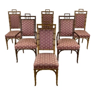 20th Century Faux Bamboo Highback Dining Chairs-Set 8 For Sale