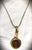 Oxblood Red Antique Carved Carnelian Gold Round Pendant Necklace, Initial "F", Snake Chain, Toggle For Sale - Image 8 of 12