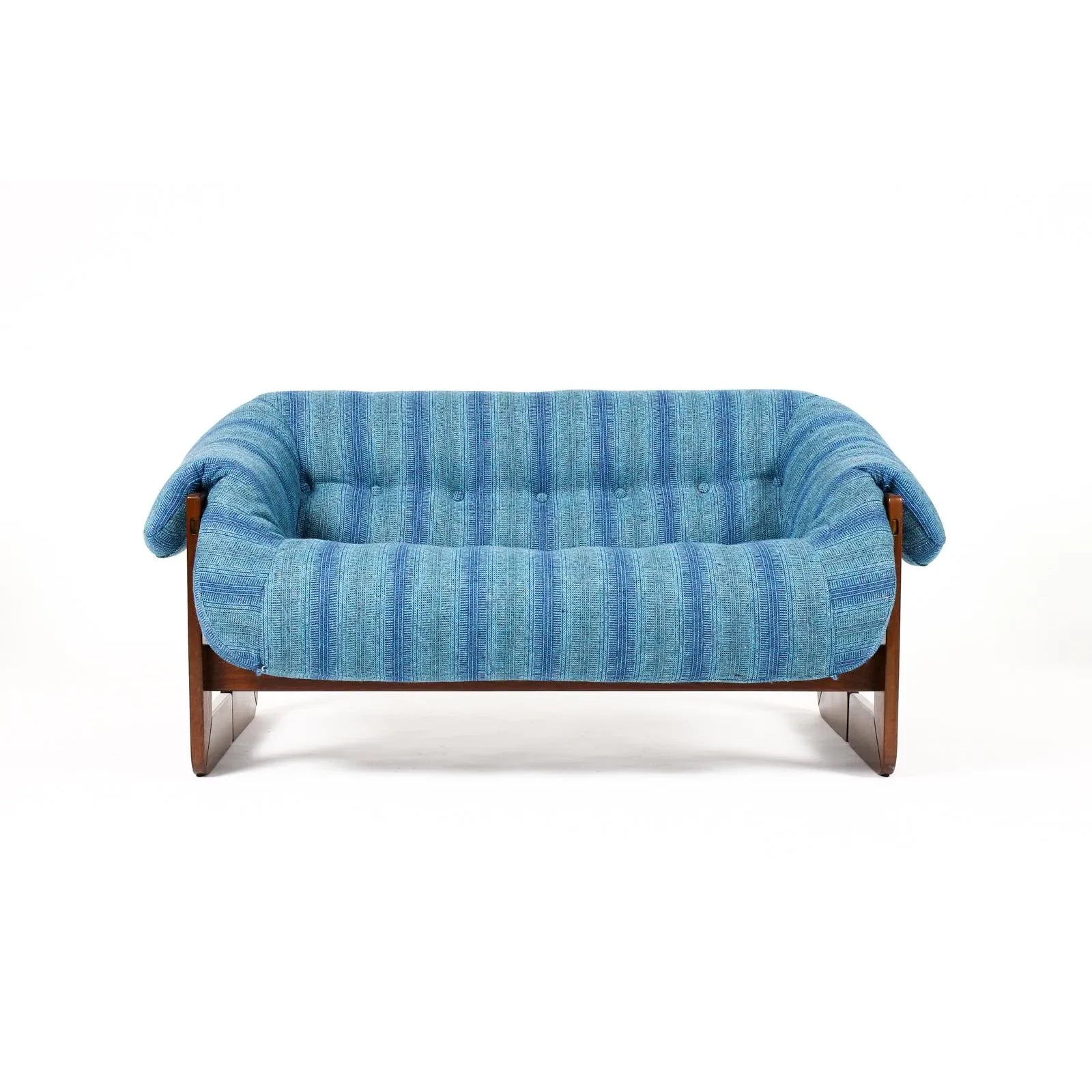 1970s Mid Century Brazilian Modernist Rosewood Frame Loveseat by Percival Lafer, Mp-97