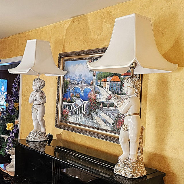 Vintage Hand-Painted Italian Figural Table Lamps, a Pair For Sale - Image 18 of 18