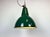 Industrial Green Enamel Factory Lamp with Cast Iron Top, 1960s For Sale - Image 10 of 17