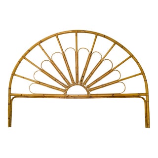 1970s Mid-Century Modern Italian Bamboo King Headboard For Sale