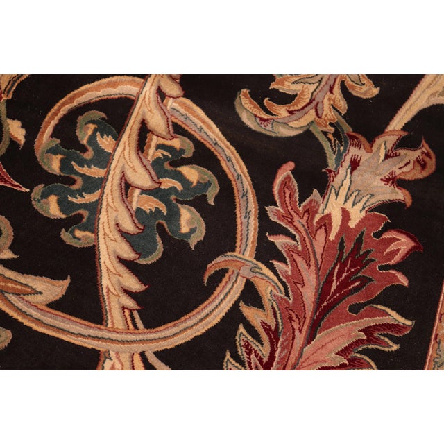 Art Nouveau 1990's Pak-Persian Black/Green Wool Rug - 6'1'' X 9'3'' For Sale In New York - Image 6 of 9