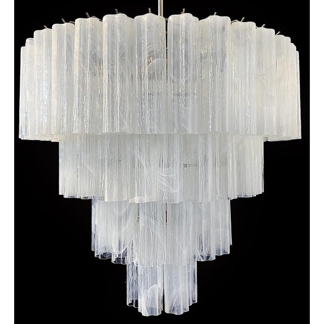Large Vintage Murano Glass Tiered Chandelier with 78 Alabaster White Glasses, 1990s For Sale - Image 11 of 17