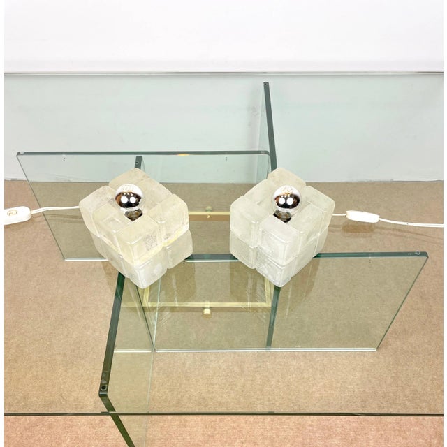 Poliarte Murano Glass Cube Lamps by Albano Poli for Poliarte, Italy, 1970s, Set of 2 For Sale - Image 4 of 17