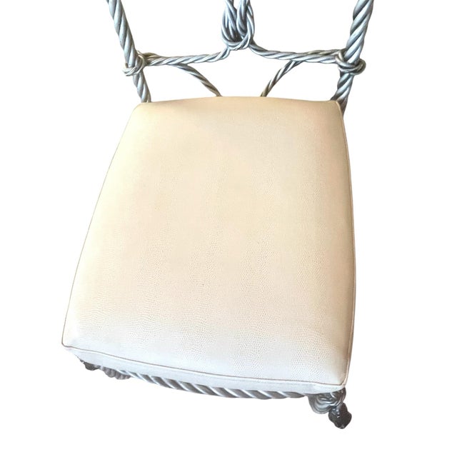 1980s Set of 4 Vintage Napoleon III Rope Twist & Tassel Designer Stools For Sale - Image 5 of 11