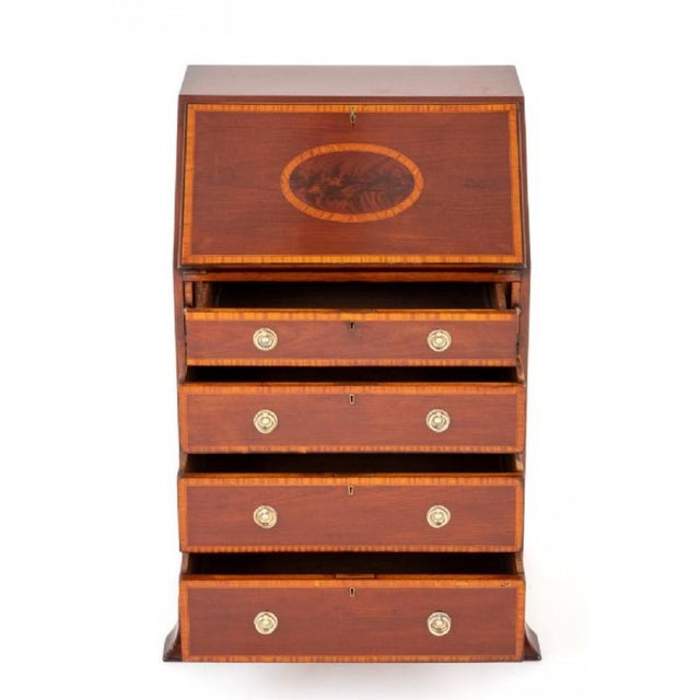 Regency Revival Mahogany Inlay Desk, 1890s For Sale - Image 6 of 13