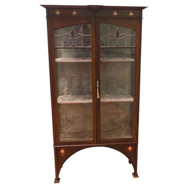 Copper Tall Arts and Crafts Glazed Display Cabinet, 1880 For Sale - Image 8 of 8