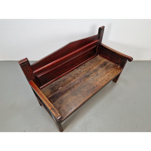 Handmade Spanish Station Wooden Bench, 1850s For Sale - Image 11 of 18