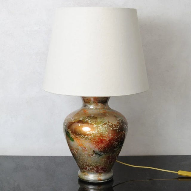 Mid-Century Modern Large Patinated Glass Table Lamp from Laque Line, 1970s For Sale - Image 3 of 10