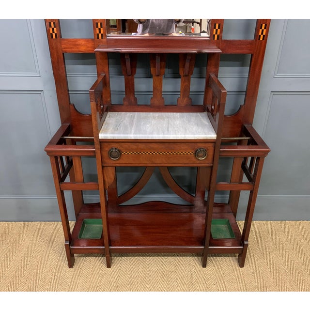 Arts and Crafts Inlaid Mahogany Hall Stand, 1900 For Sale - Image 9 of 18