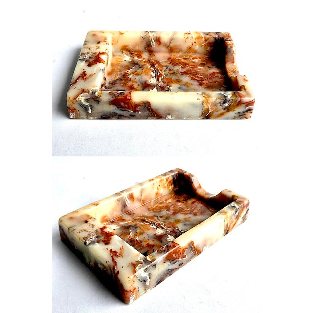Mid-Century Modern Mid 20th Century Faux Onyx Resin Note Tray by Sunlight Industries For Sale - Image 3 of 14