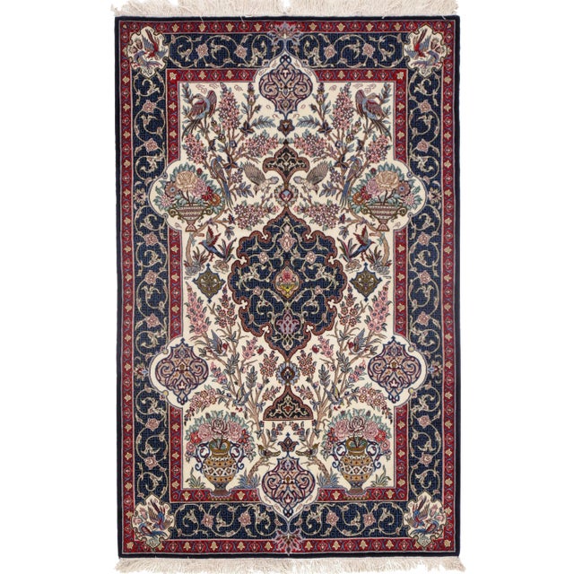 Pasargad N Y Persian Isfahan Korker Wool & Silk Highlighted Rug - 3′7″ × 5′7″ For Sale