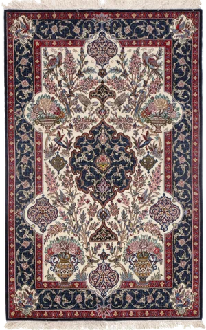 Pasargad N Y Persian Isfahan Korker Wool & Silk Highlighted Rug - 3′7″ × 5′7″