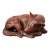 Hand-Carved Wooden Sleeping Dog Sculpture in Curled Resting Pose For Sale